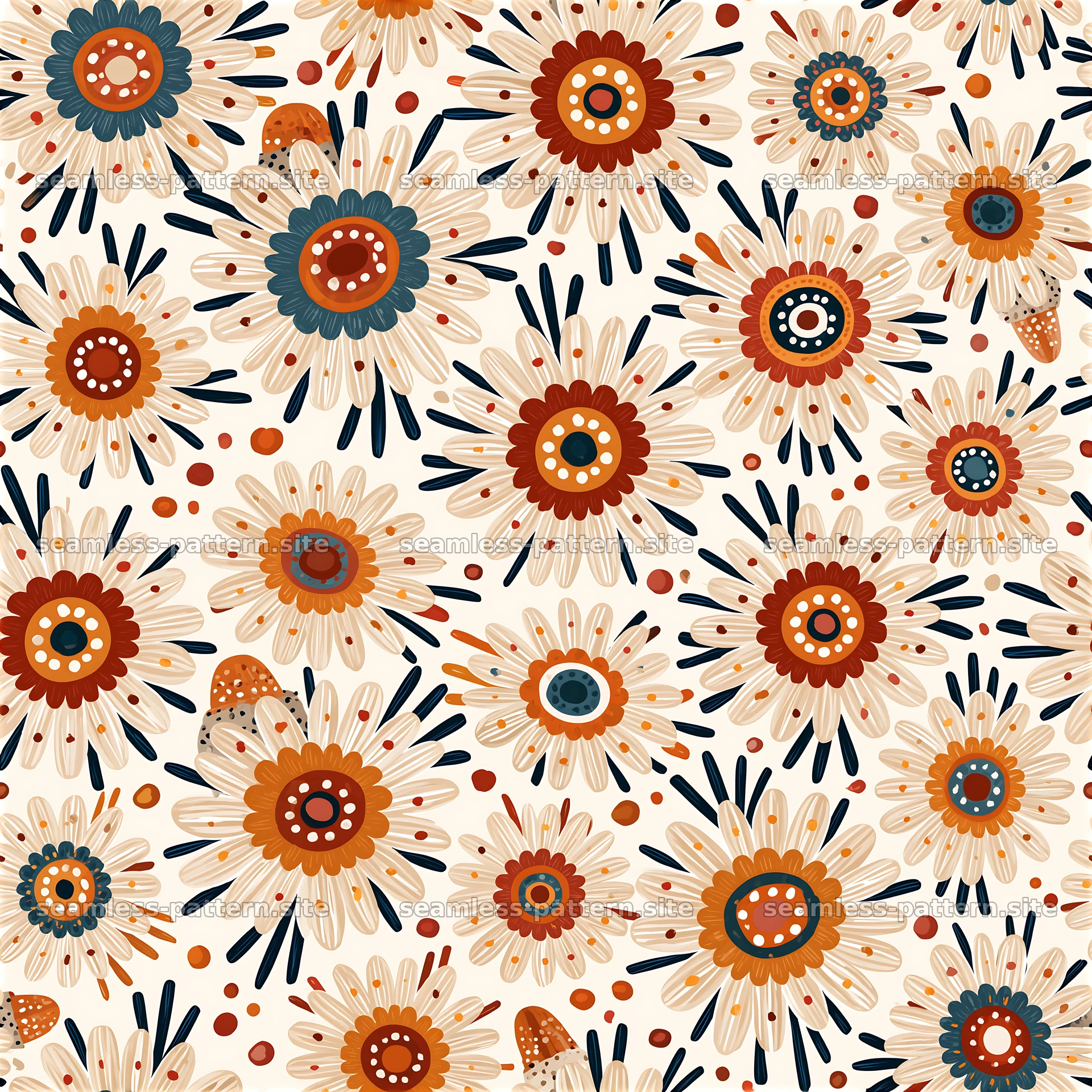 Colorful daisy floral pattern for fabric and paper design seamless pattern preview