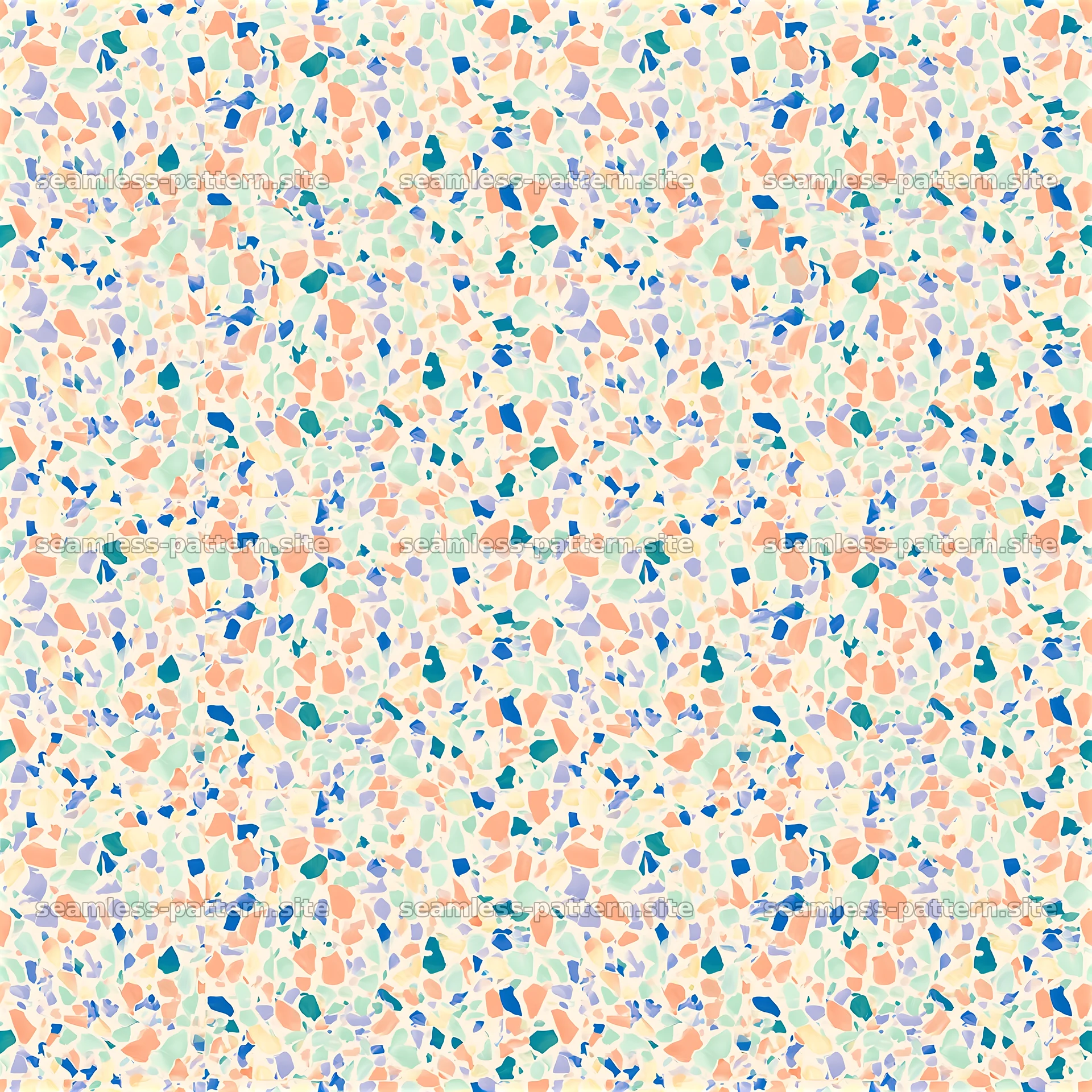 Colorful terrazzo pattern with a mix of organic shapes seamless pattern preview