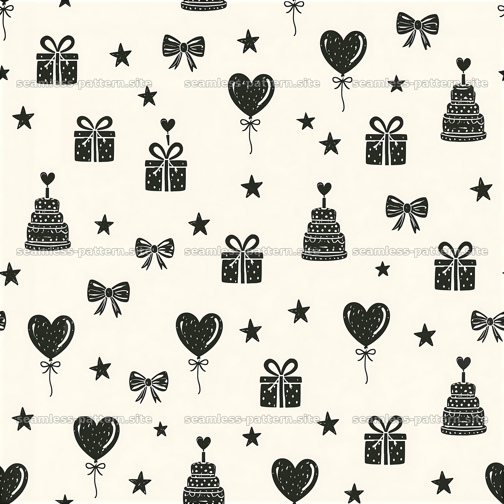 Black and White Birthday Celebration Seamless Pattern seamless pattern preview