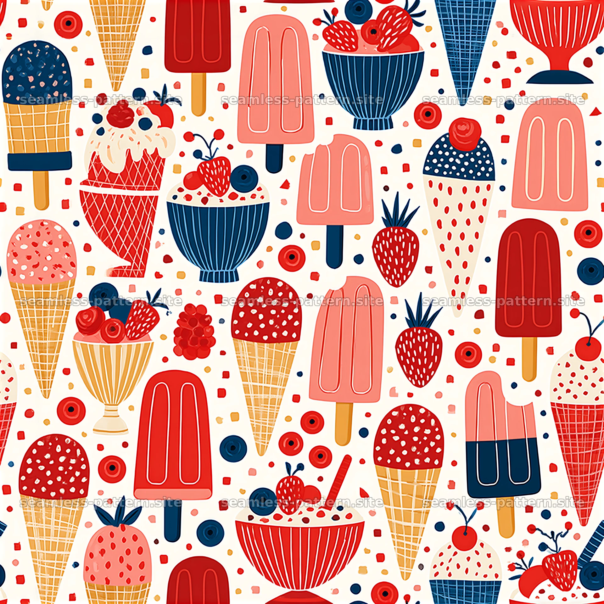 Colorful Ice Cream and Popsicle Seamless Pattern seamless pattern preview