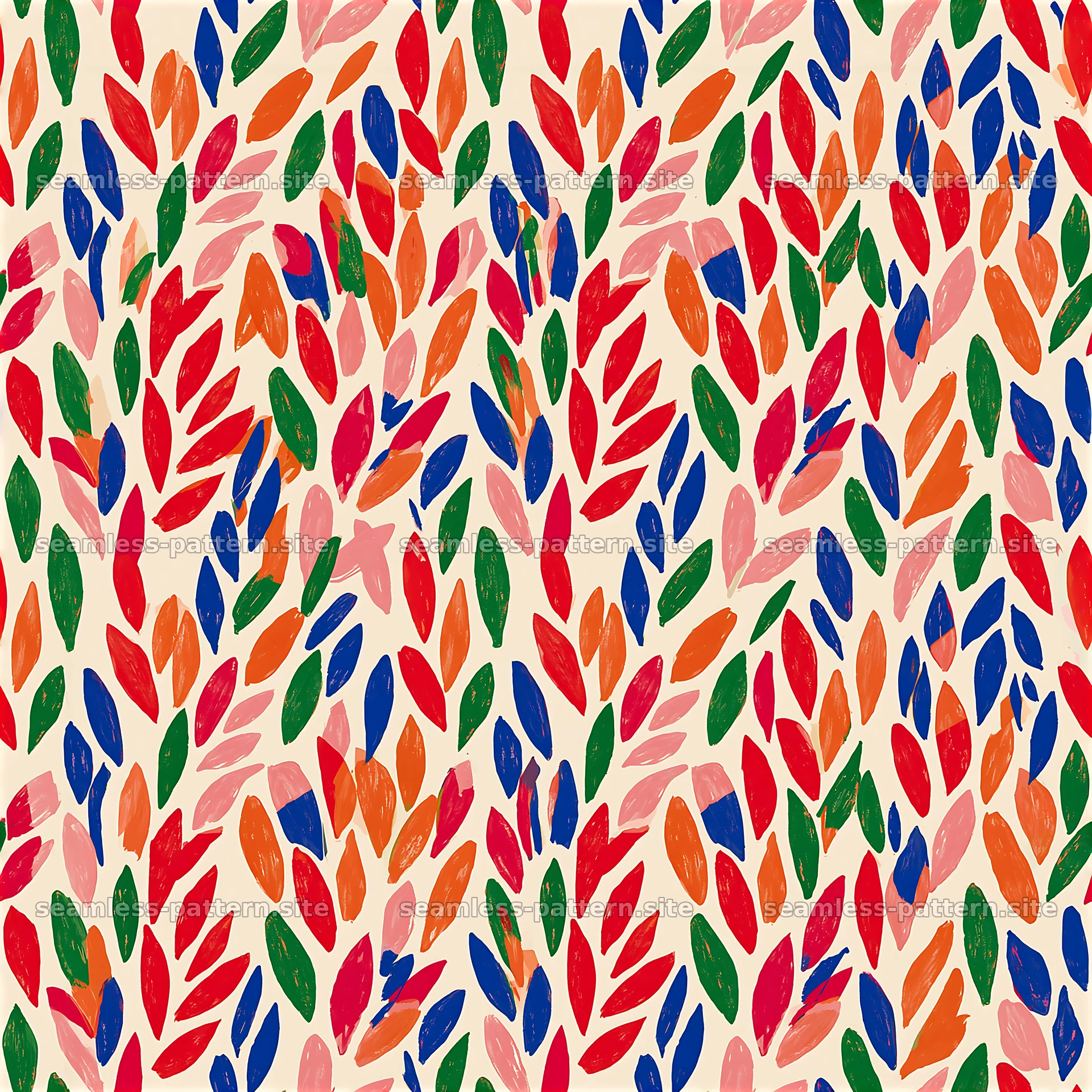 Colorful leaf pattern with vibrant hues on a light background seamless pattern preview
