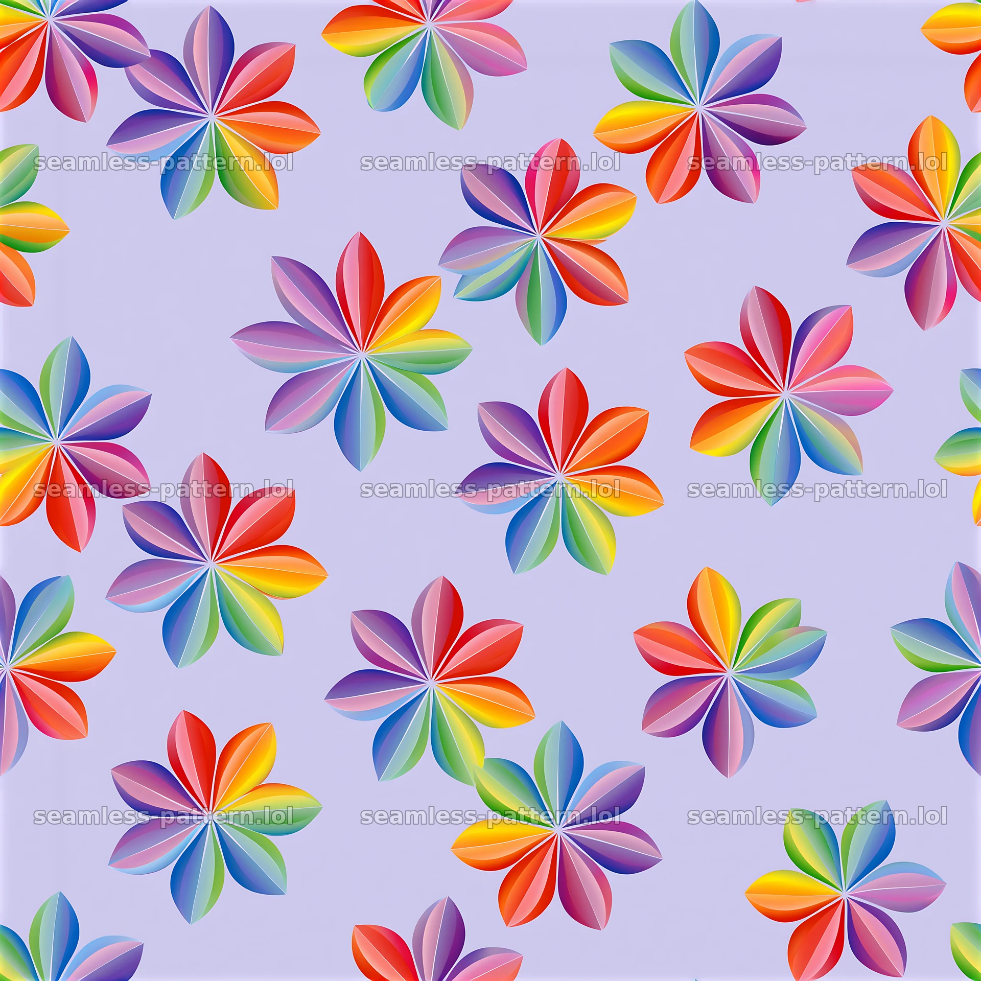 Vibrant rainbow petals tileable pattern on light background seamless pattern preview