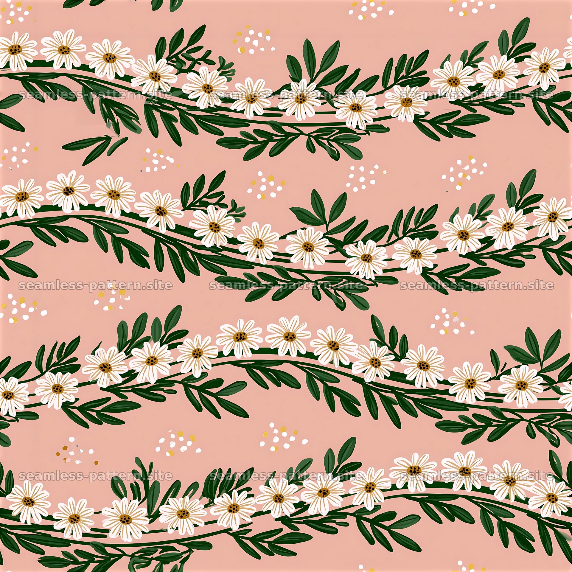 Floral seamless pattern with white flowers on pink background seamless pattern preview