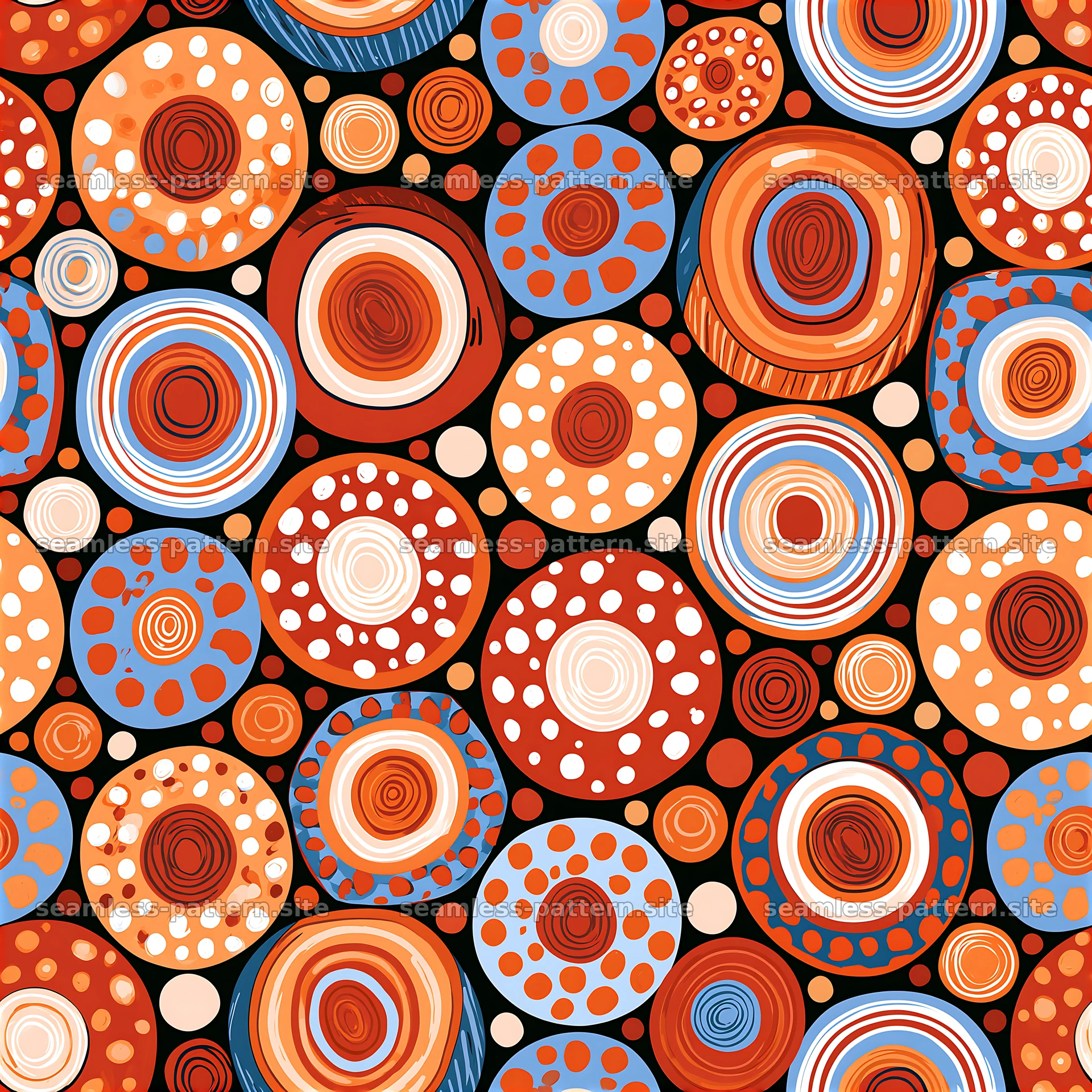 Colorful Polka Dot Seamless Pattern with Abstract Circles seamless pattern preview