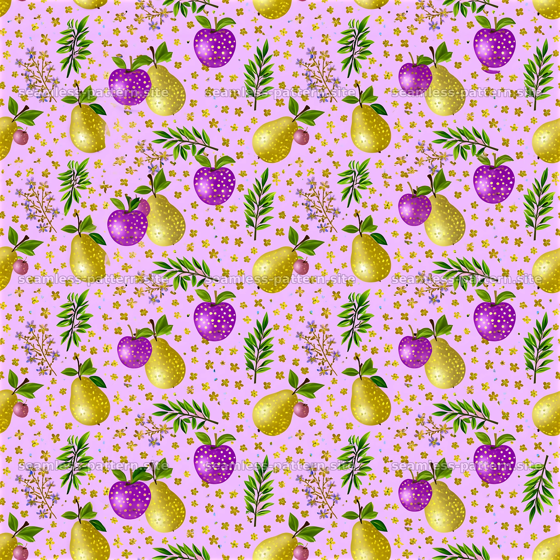 Colorful fruit and floral seamless pattern on pink background seamless pattern preview
