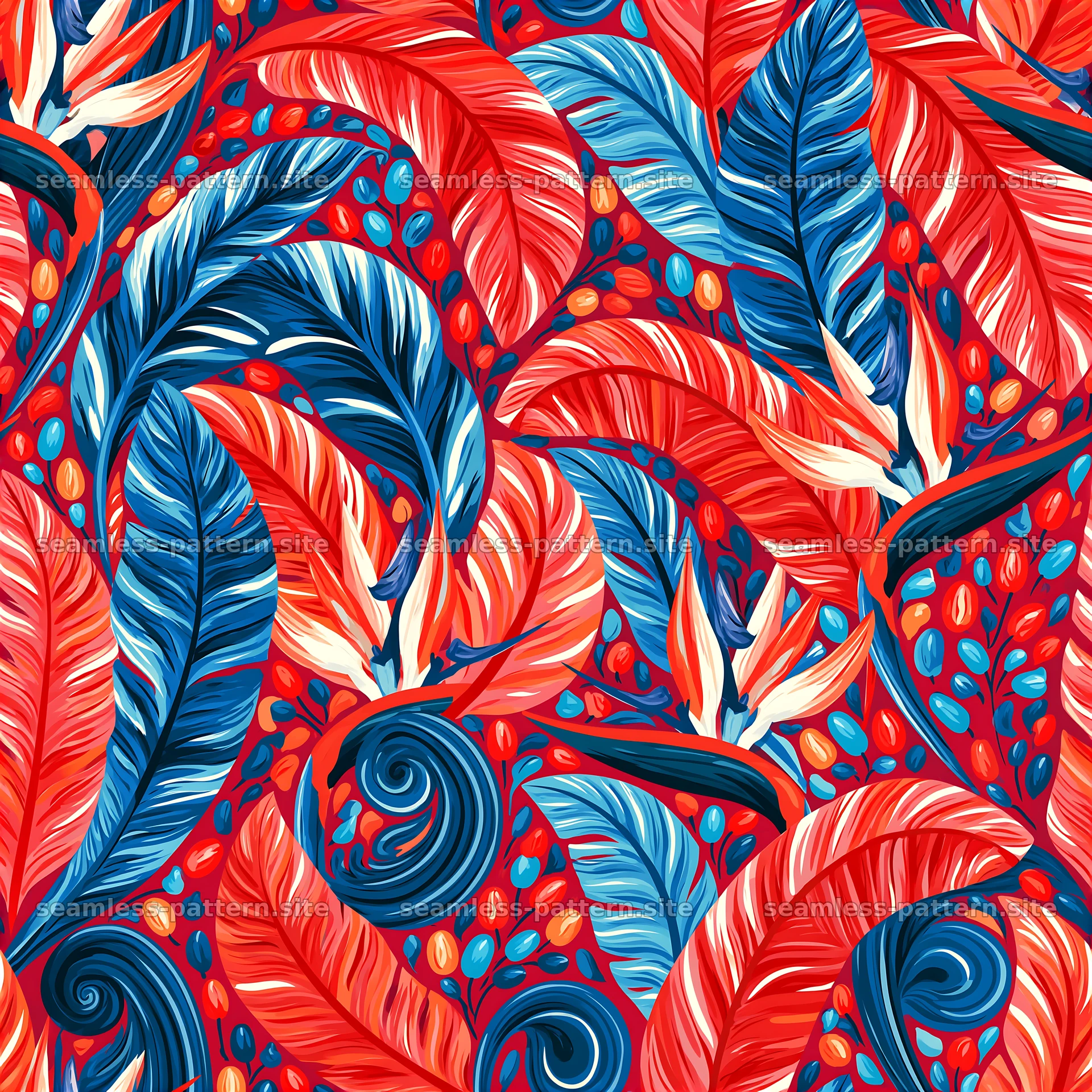 Vibrant leaf design in a seamless pattern on a colorful background seamless pattern preview