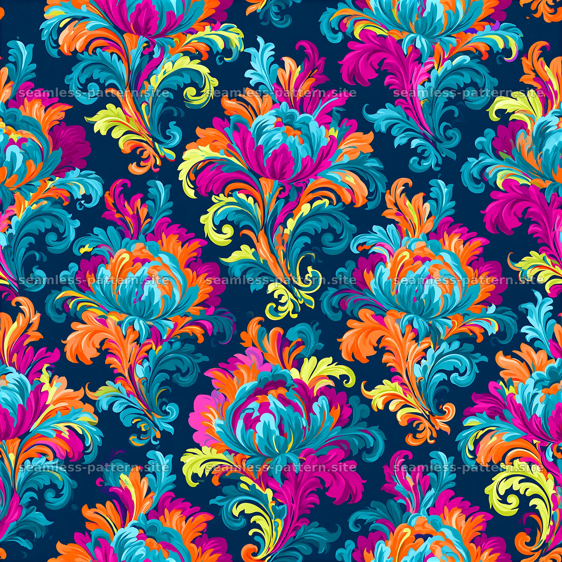 Colorful damask floral seamless pattern seamless pattern preview