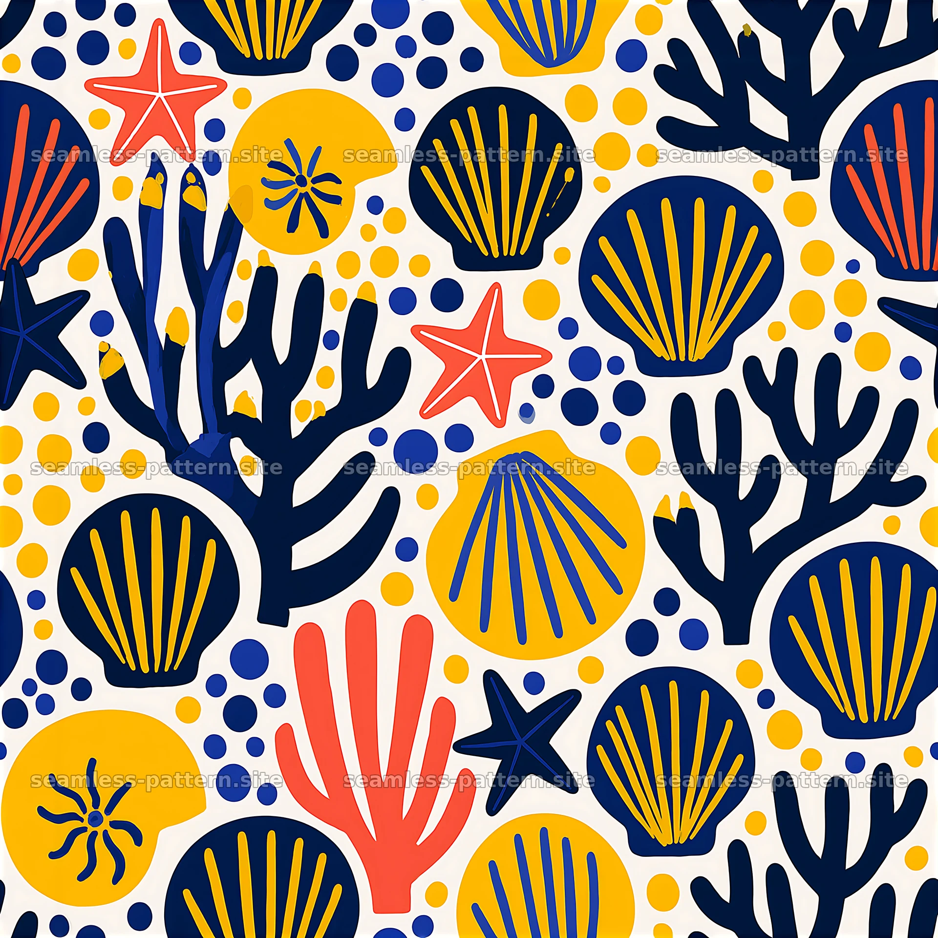 Colorful Hand Painted Ocean Motif Seamless Pattern seamless pattern preview