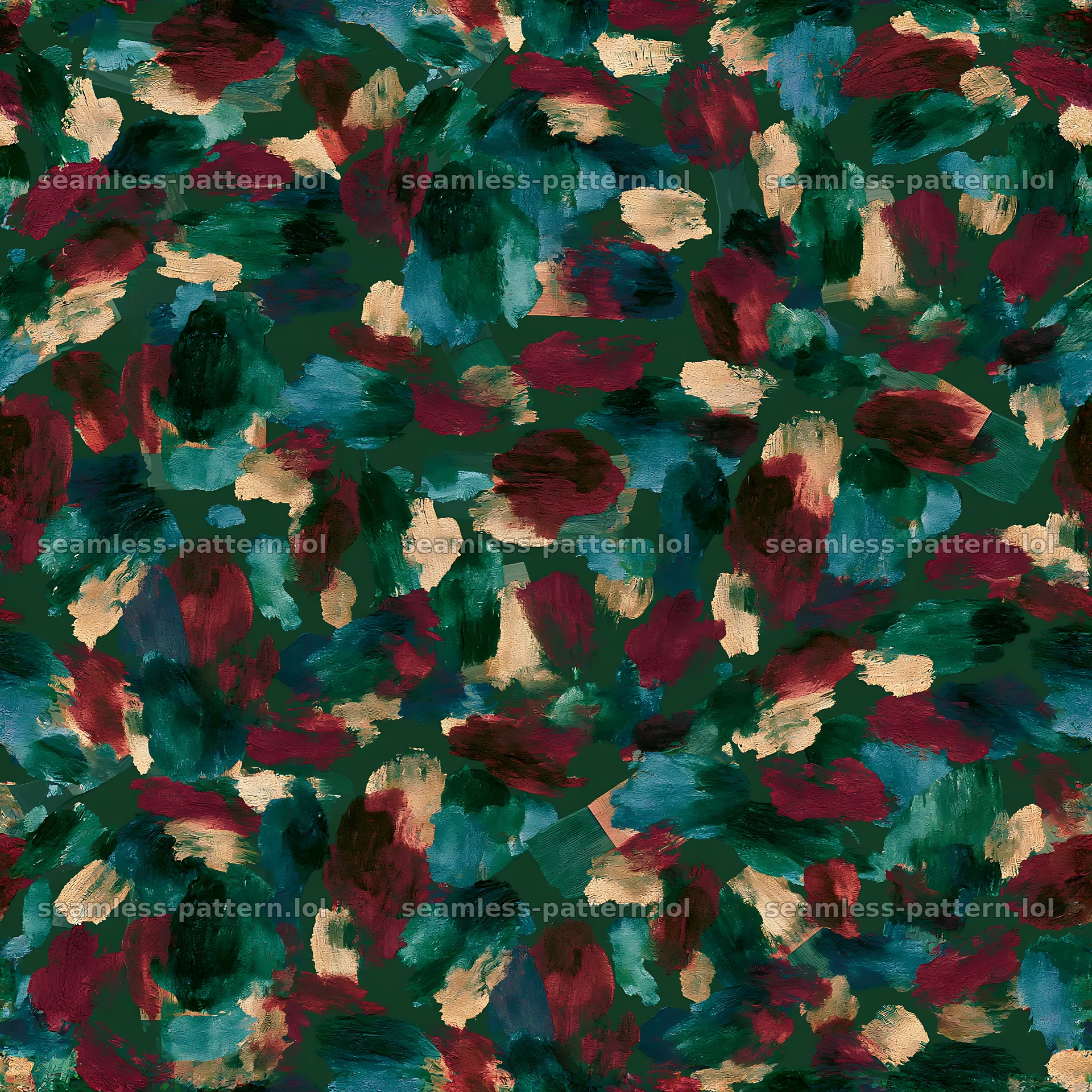 Seamless watercolor camouflage brushstroke pattern in rich colors seamless pattern preview