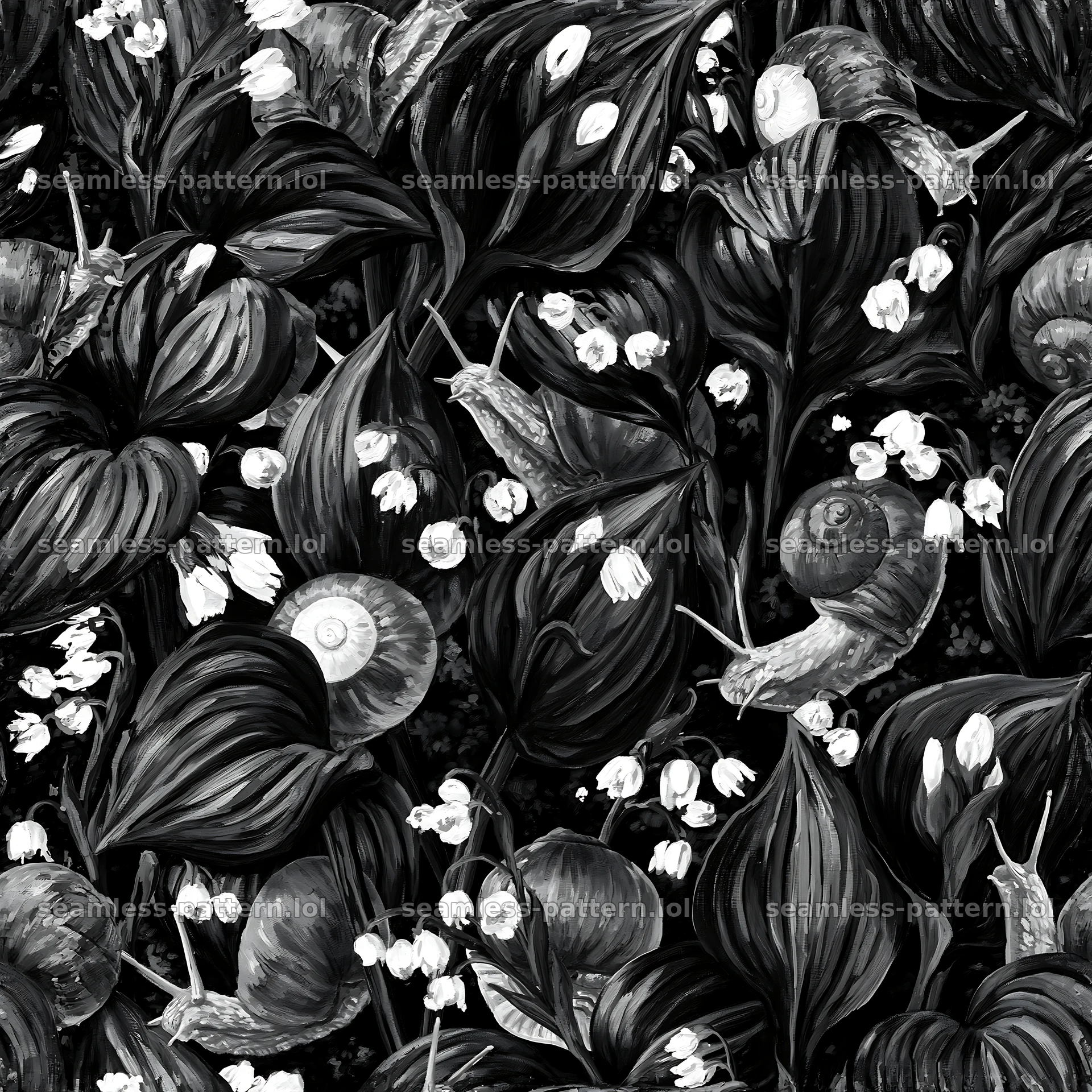 Red garden snail repeat pattern for fabric and wallpaper seamless pattern preview