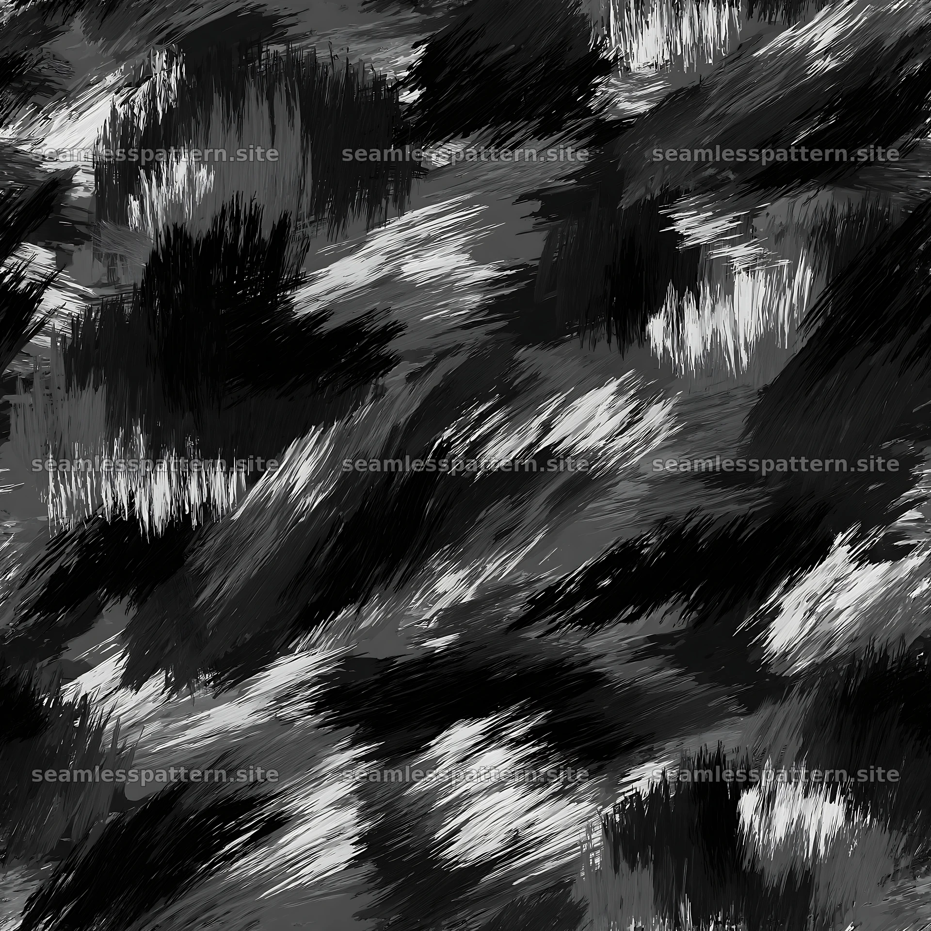 Seamless military camouflage brushstroke pattern in black and white seamless pattern preview