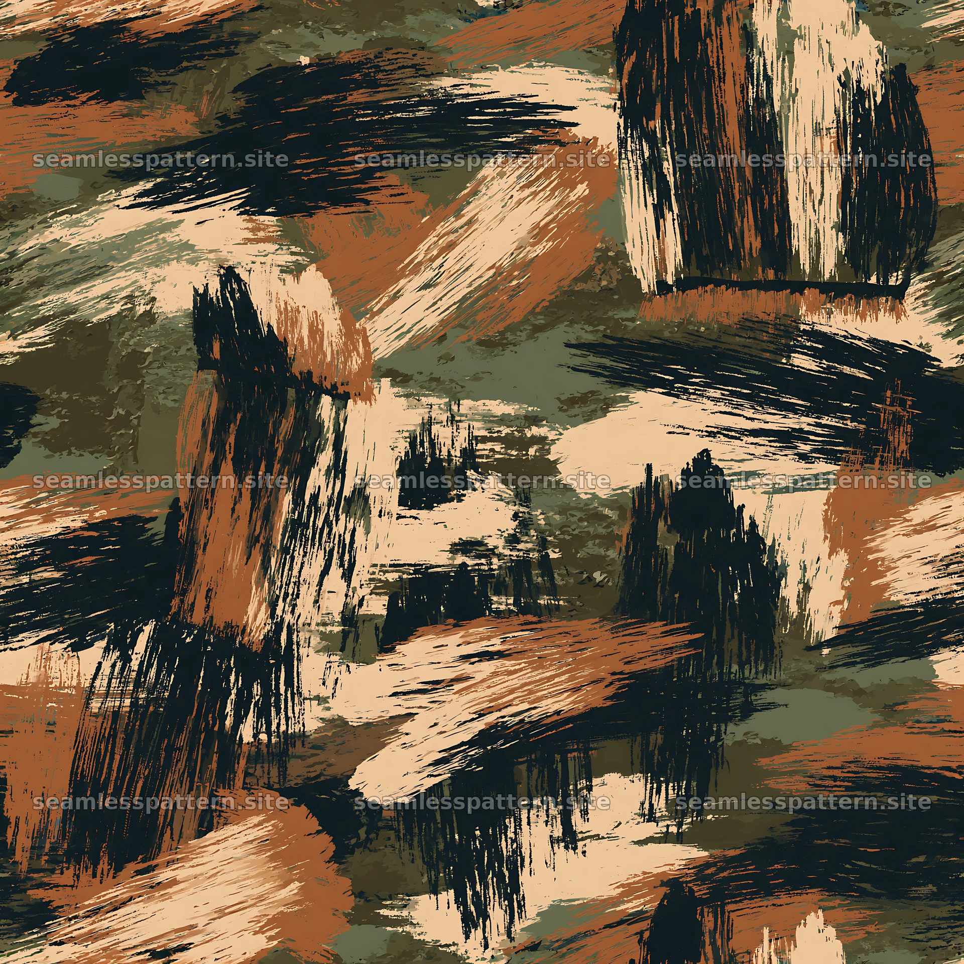 Seamless khaki camouflage brushstroke pattern seamless pattern preview