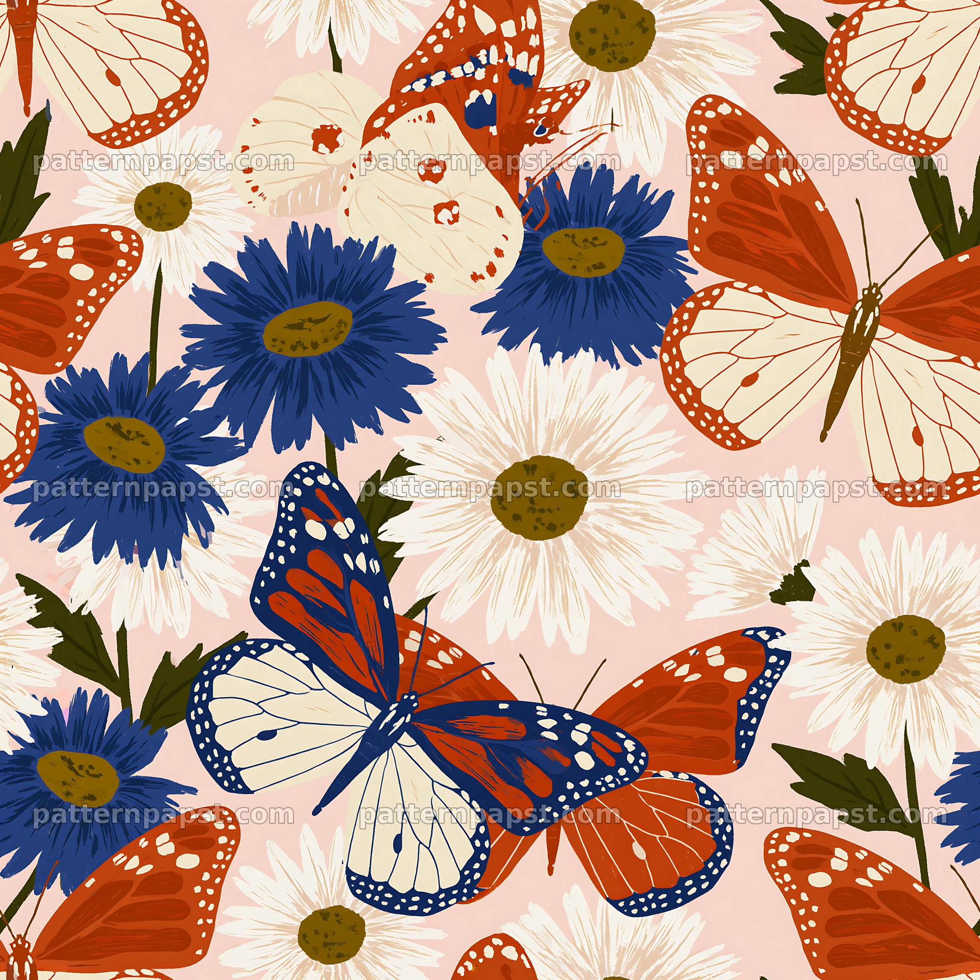 Butterfly and daisy seamless pattern for fabric and wallpaper seamless pattern preview