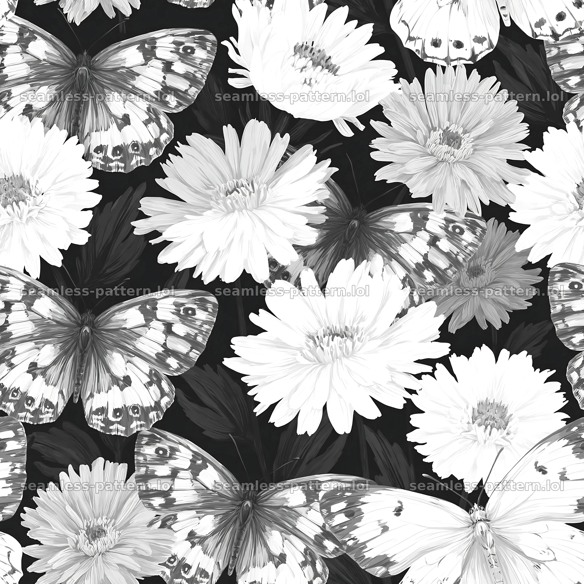 Butterfly and daisy seamless pattern for textiles seamless pattern preview
