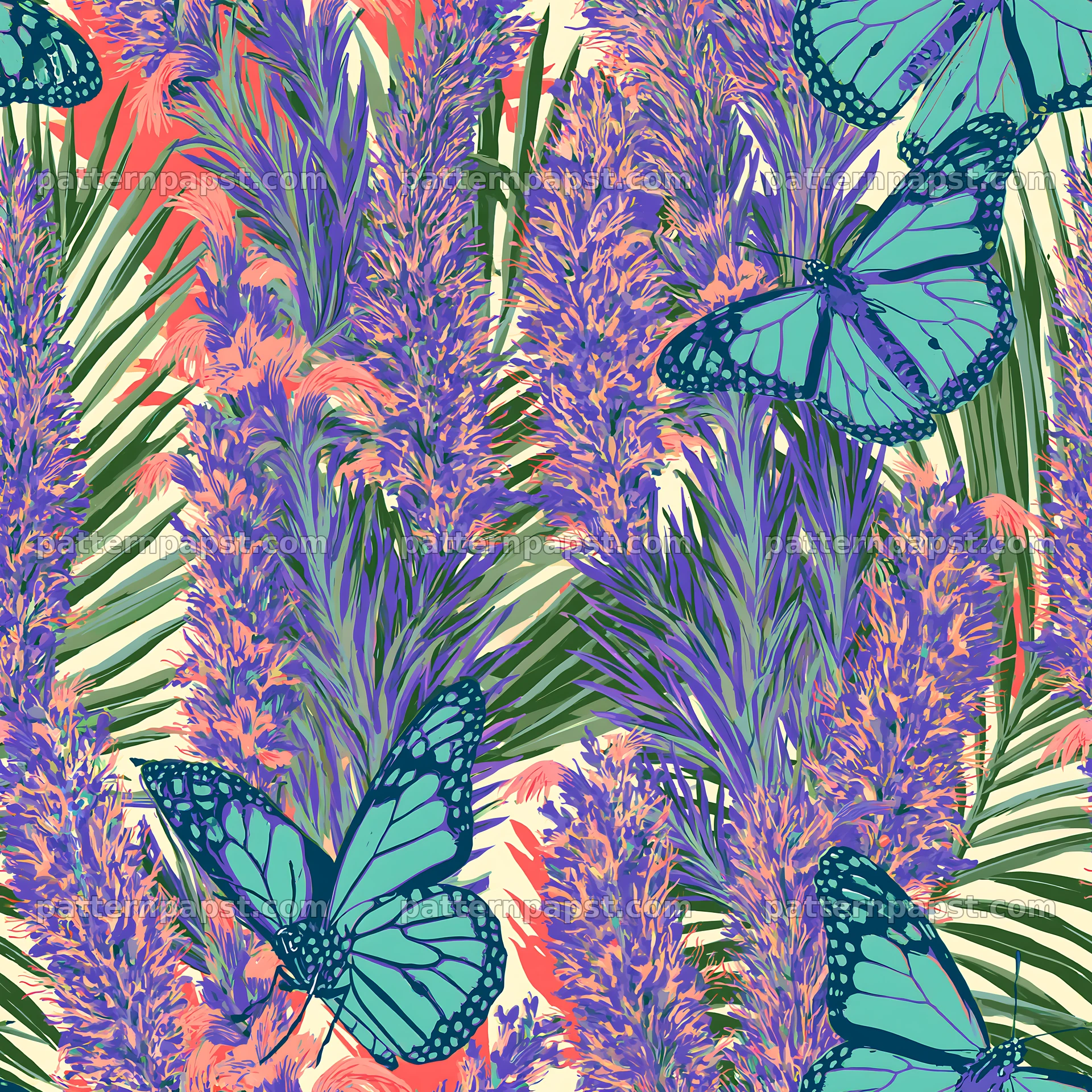 Butterfly and lavender seamless pattern for fabric and wallpaper seamless pattern preview