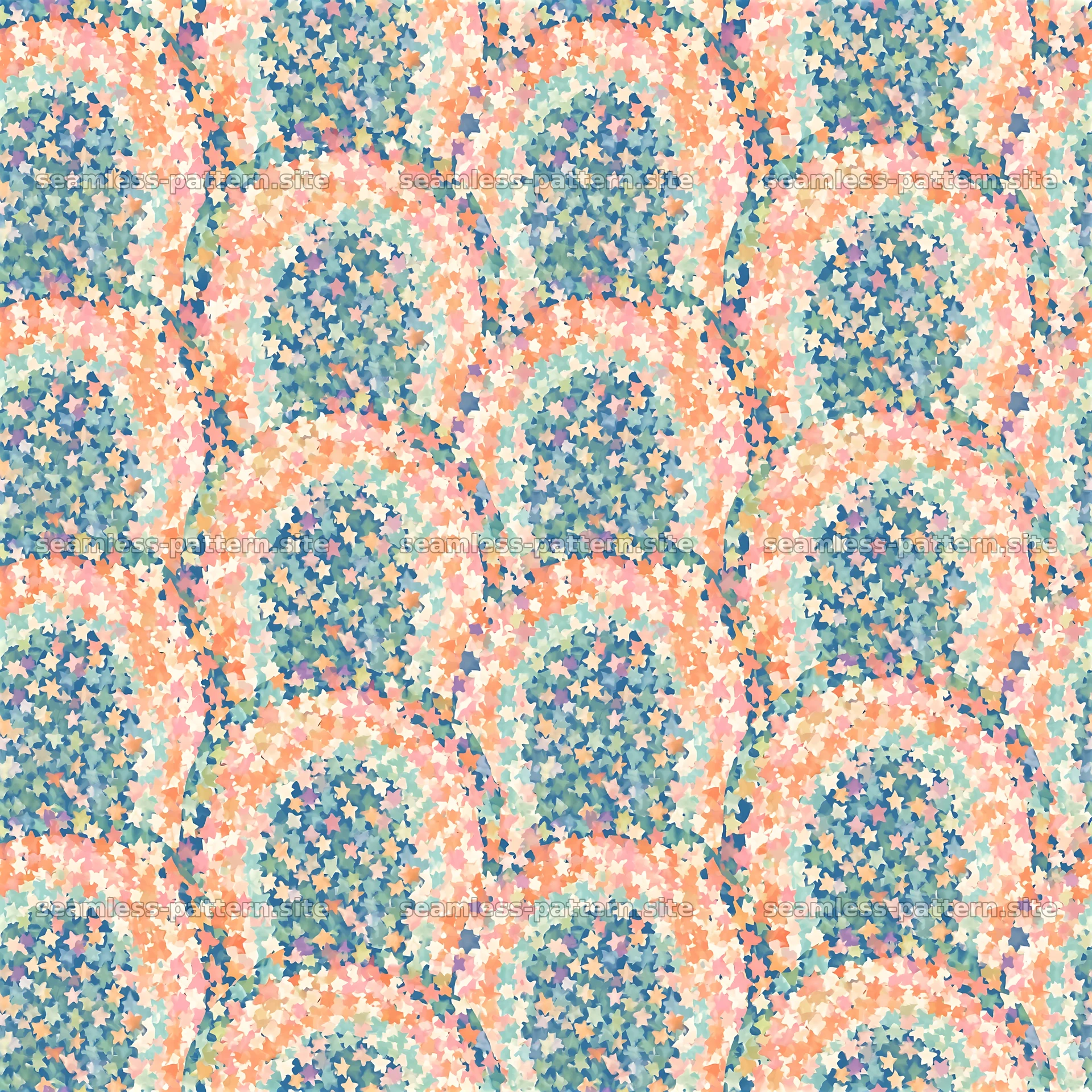 Colorful star seamless pattern with soft shapes and blended hues seamless pattern preview