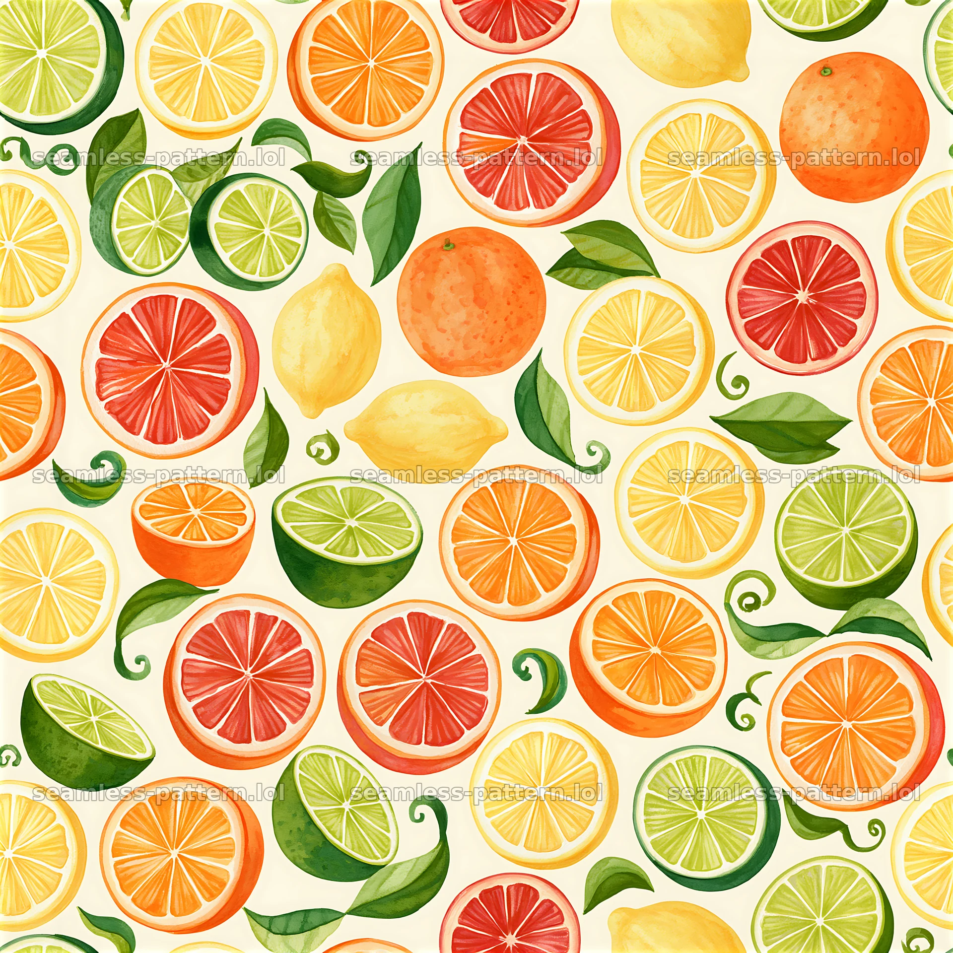 Colorful citrus seamless pattern with oranges, lemons, and limes seamless pattern preview