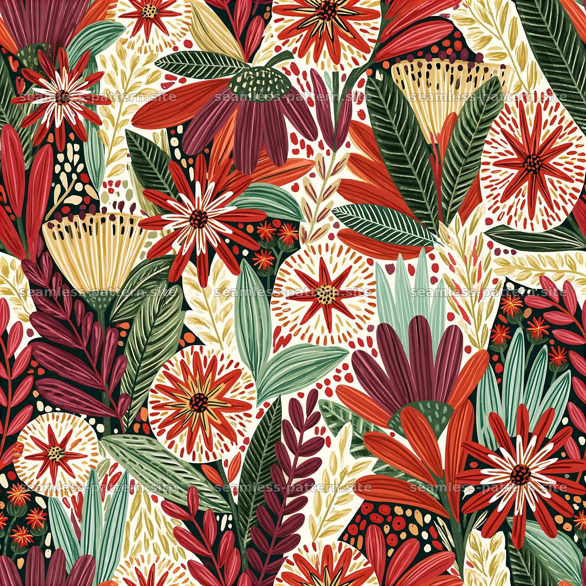 Colorful wildflower botanical seamless pattern seamless pattern preview
