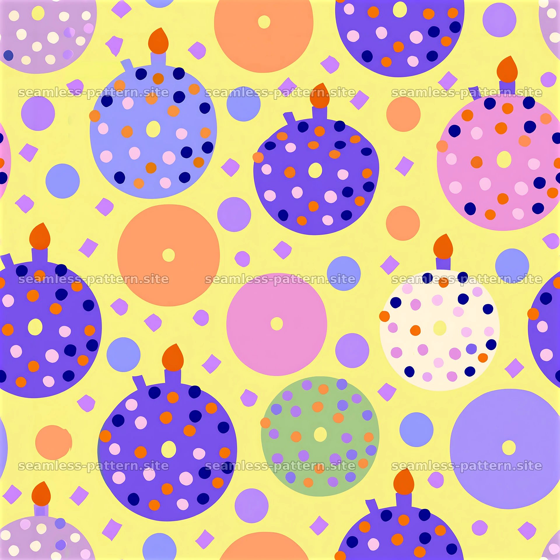 Colorful candles and circles in a seamless pattern design seamless pattern preview