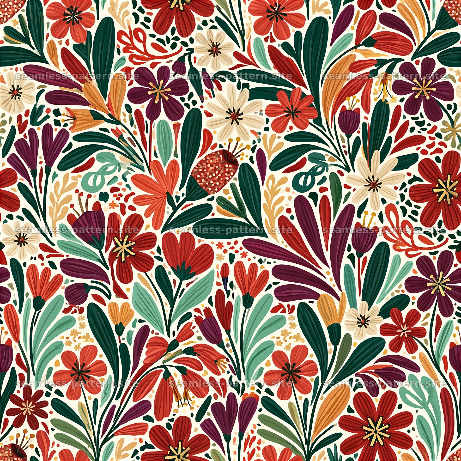 Colorful Wildflower Botanical Seamless Pattern seamless pattern preview
