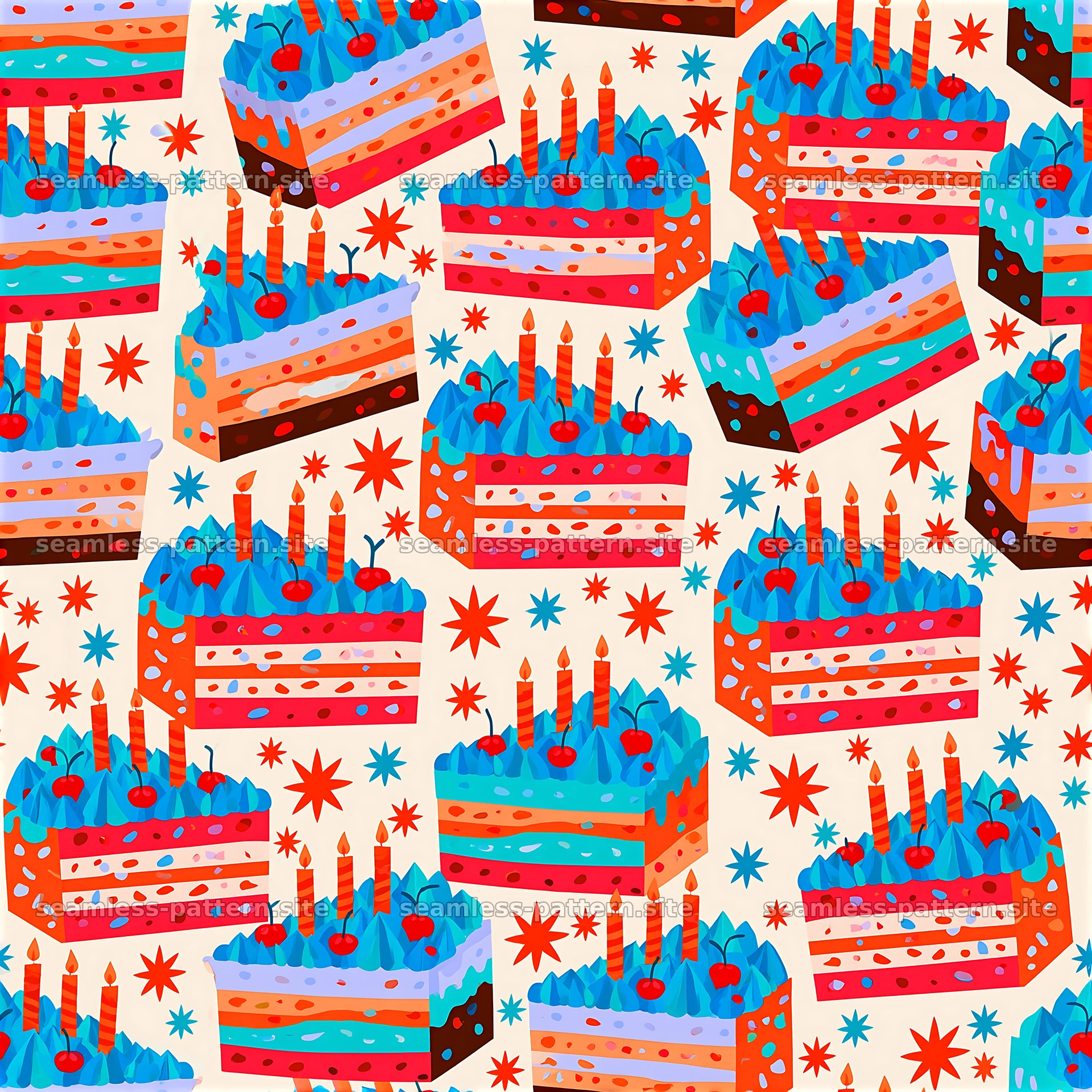 Colorful Birthday Cake Slice Seamless Pattern seamless pattern preview