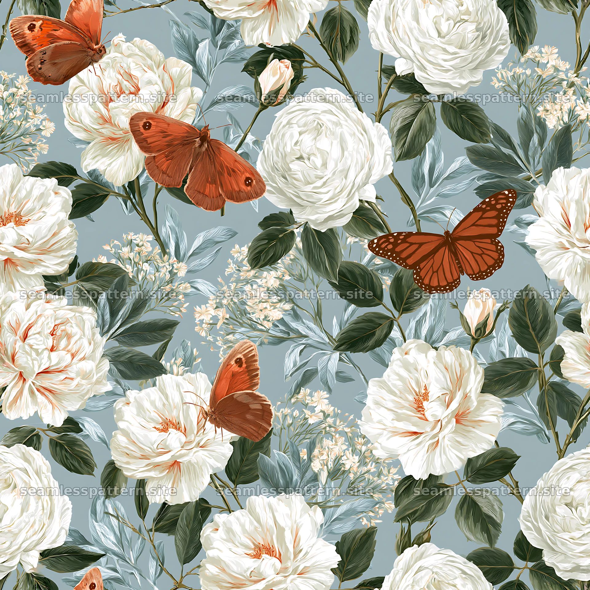 Butterfly and rose seamless pattern for fabric and wallpaper seamless pattern preview