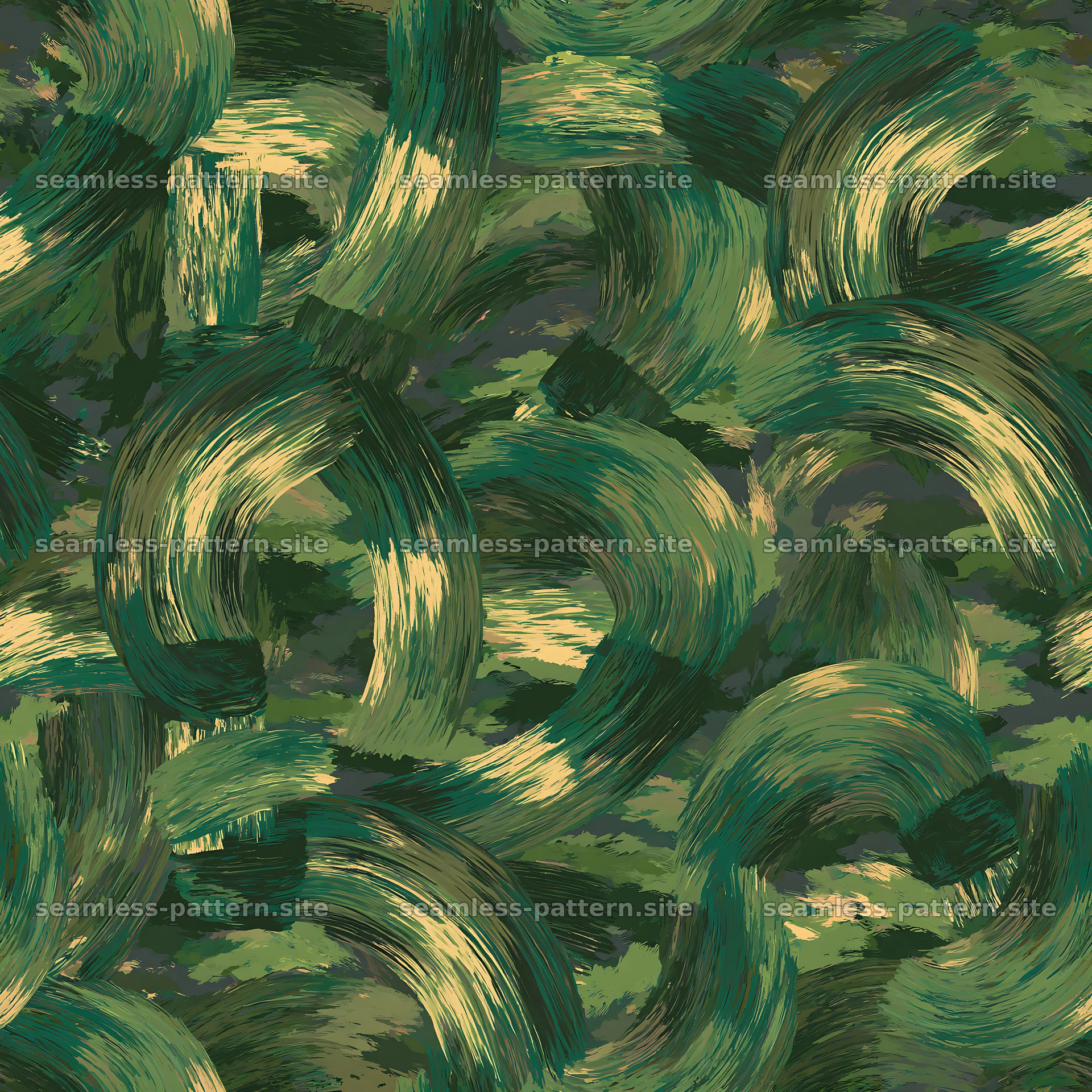 Seamless green camouflage brushstroke pattern for textiles seamless pattern preview