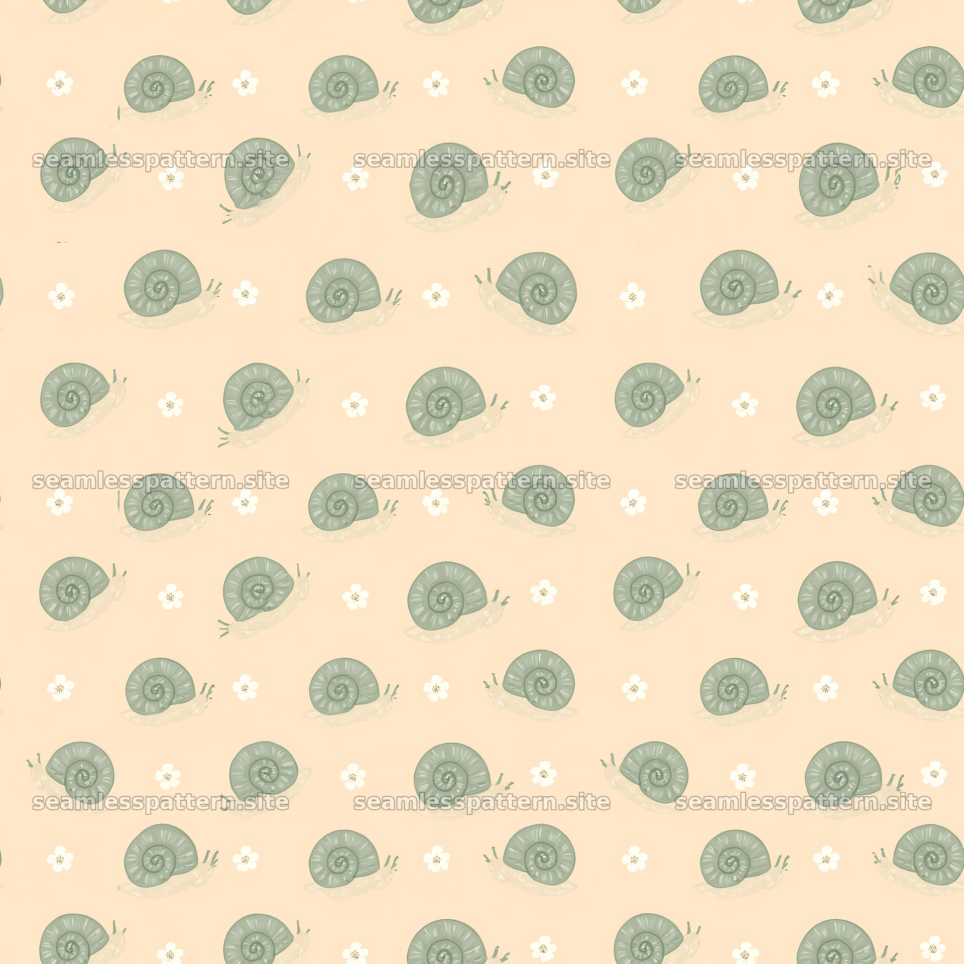 Seamless snail pattern for nursery fabric seamless pattern preview