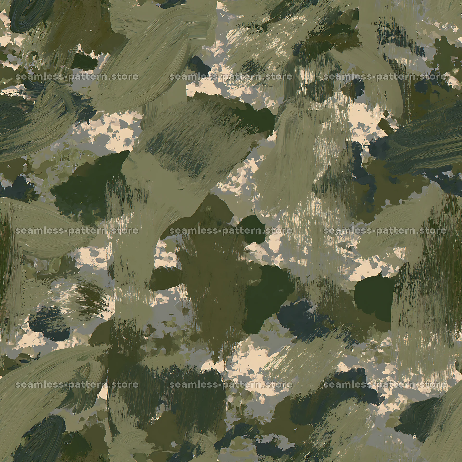 Seamless khaki camouflage brushstroke pattern for textiles seamless pattern preview