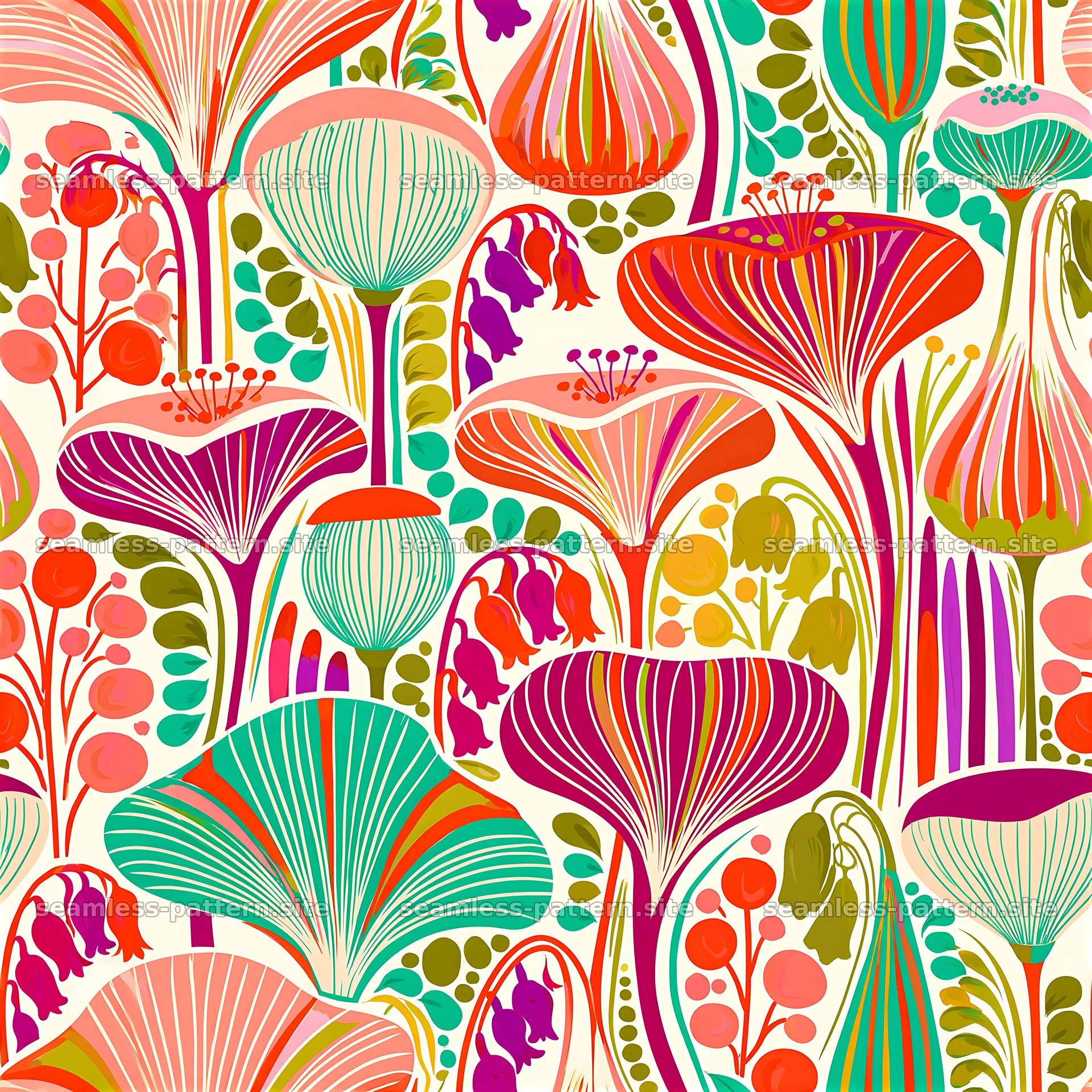 Colorful wildflower seamless pattern with bold shapes and lines seamless pattern preview