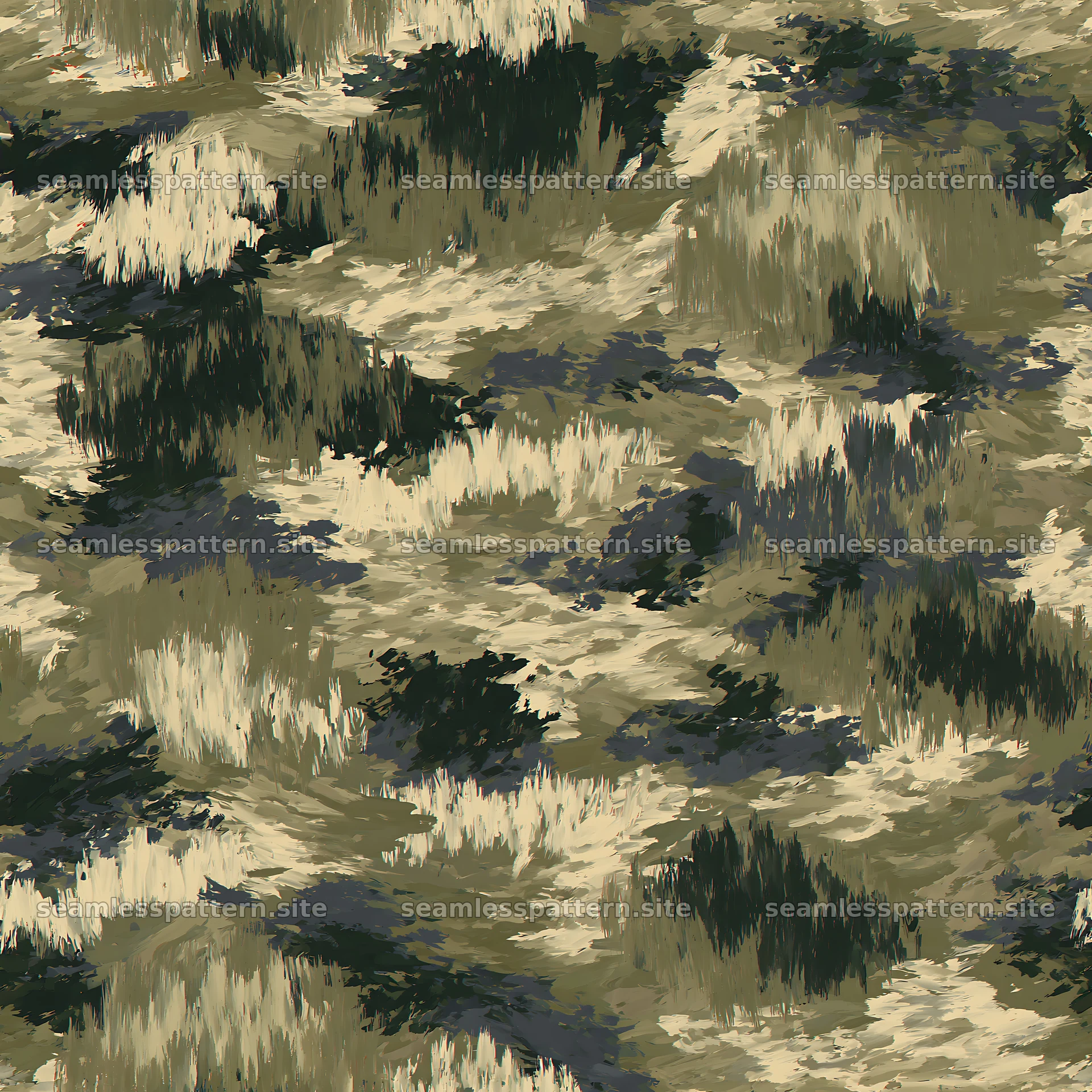 Seamless military camouflage brushstroke pattern for textiles seamless pattern preview