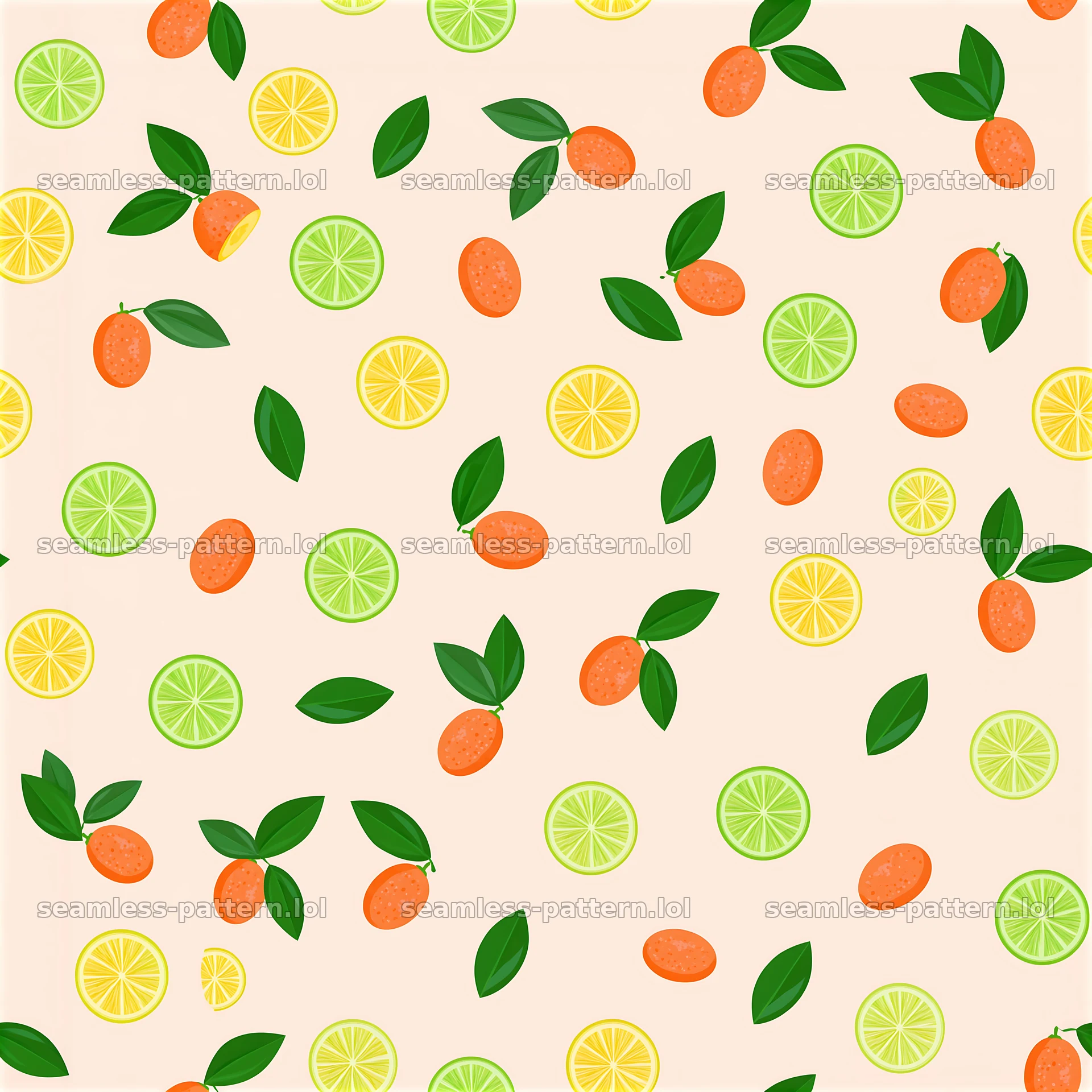 Colorful citrus seamless pattern features oranges, lemons, and limes seamless pattern preview