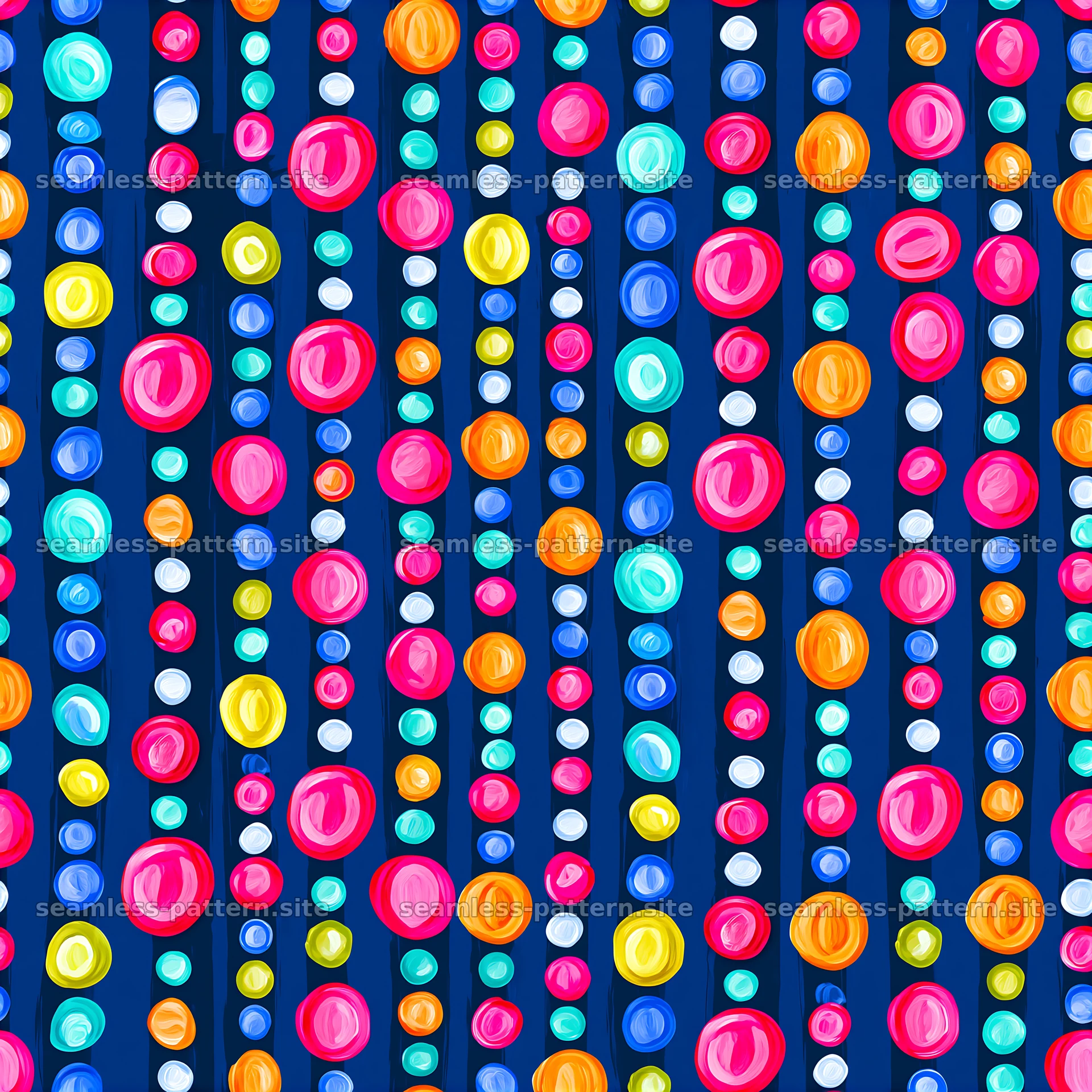 Colorful dots arranged in vertical lines for fabric design seamless pattern preview