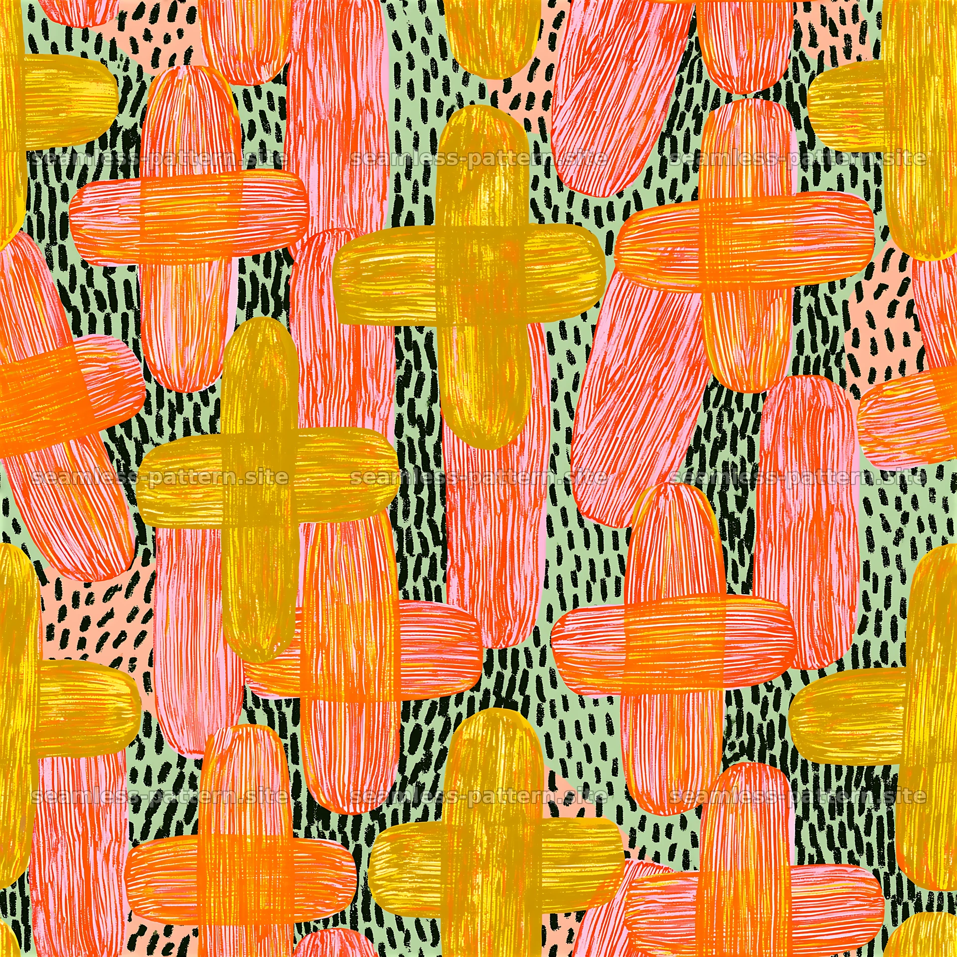 Colorful distressed cross seamless pattern with brush strokes seamless pattern preview