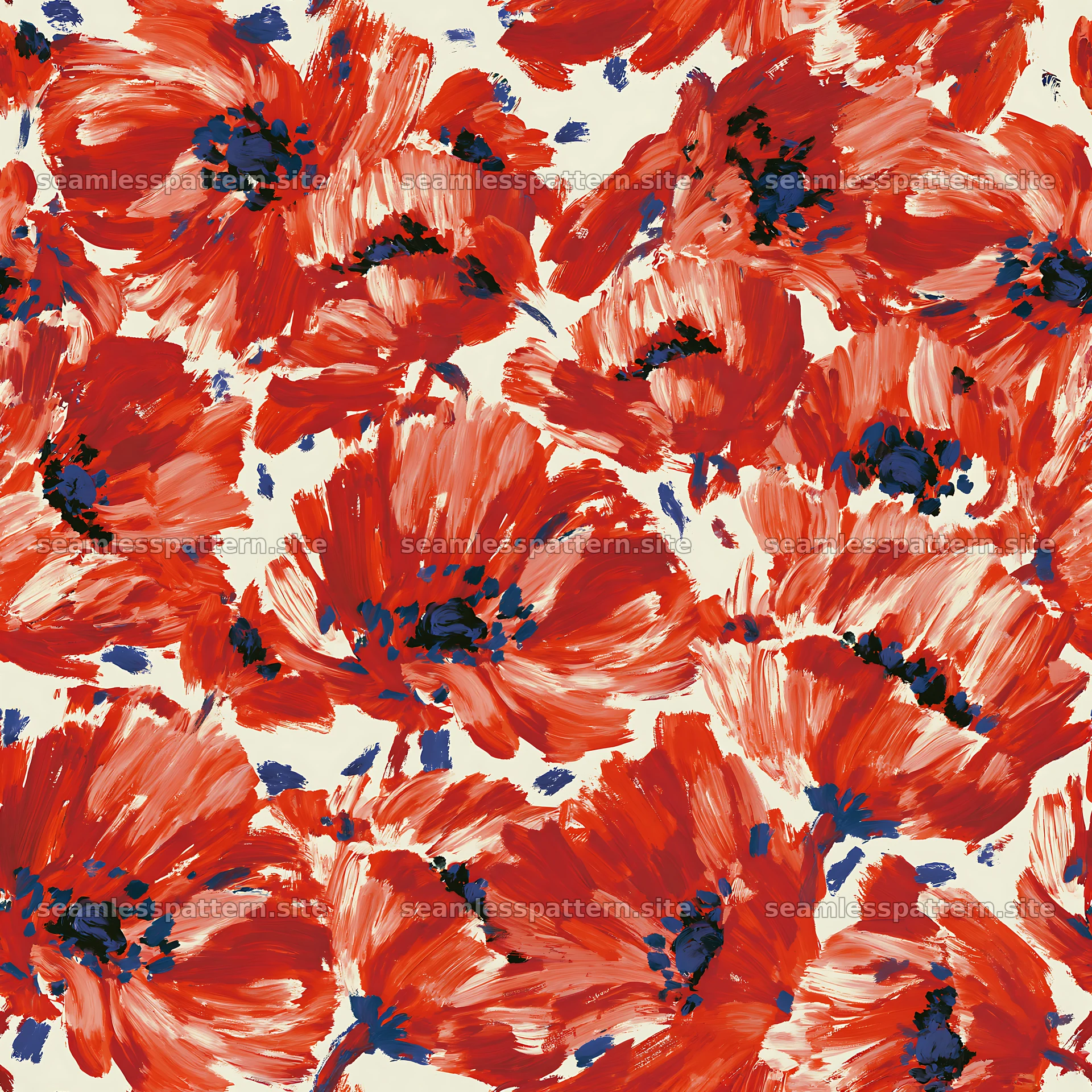 Repeat wildflower brushstroke pattern in bright colors seamless pattern preview