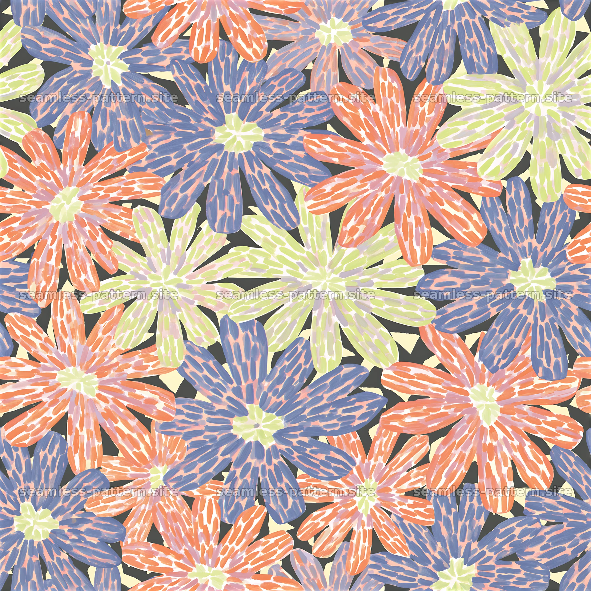 Colorful floral seamless pattern with various floral designs seamless pattern preview
