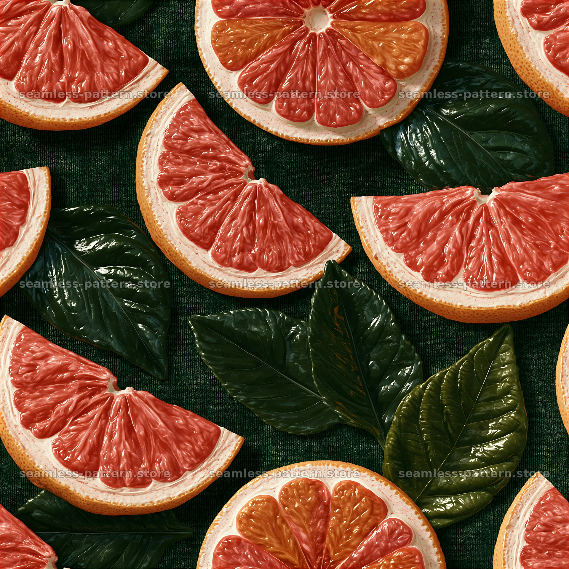 Colorful citrus seamless pattern with grapefruit and green leaves seamless pattern preview
