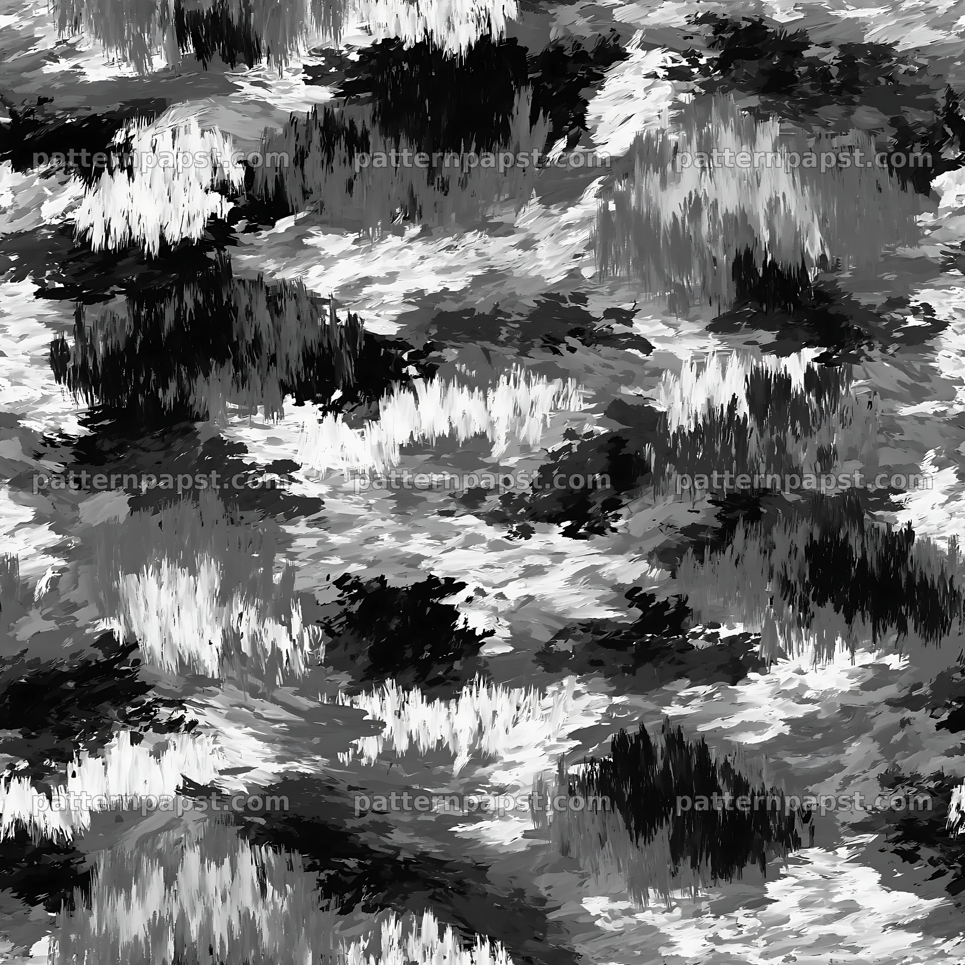 Seamless military camouflage brushstroke pattern in black and white seamless pattern preview